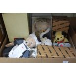 A group of five collectors bears comprising three Dean's: Sooty & Sweep and Elvis, a Merrythought