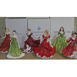 A group of six Royal Doulton Pretty Ladies figures. Condition - good, no damage/repair, with boxes.