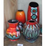 Three Anita Harris Staffordshire pottery art vases, one signed Anita Harris, the other two signed