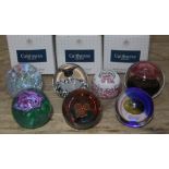 A group of seven Caithness glass paperweights. Condition - good, no damage, little/no wear, six with