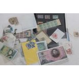 A quantity of stamps and some bank notes.