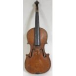 An antique violin, two piece back, length 363mm. Condition - back starting to split down the middle,