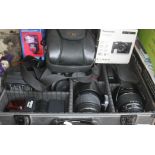 Canon EOS650D camera in Jessops hard case, with Canon Ultrasonic 28-200 mm zoom lens, Sigma 70-300mm