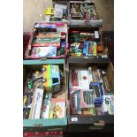 A table top comprising 6 boxes of model cars etc including Corgi classics, Corgi Eddie Stobart, a