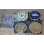 A mixed lot comprising four vintage compacts, a lighter, a cigarette case, a stamp case and a