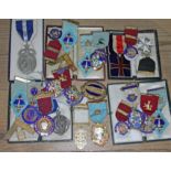 A group of approx. 20 hallmarked silver Masonic medals and another marked 'Silver'.