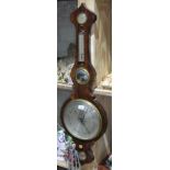 A 19th century rosewood cased barometer/thermometer, length 102cm.