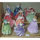 A group of 10 Royal Doulton figures (large) including Naomi (signed) HN4661; Fair Lady HN2193;
