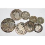 Victoria 1887 double florin and other silver coins.