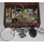 Jewellery box with some silver jewellery etc.