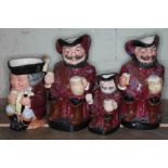4 Royal Doulton character jugs - large Falstaff, small Falstaff, large Sir John Falstaff, and