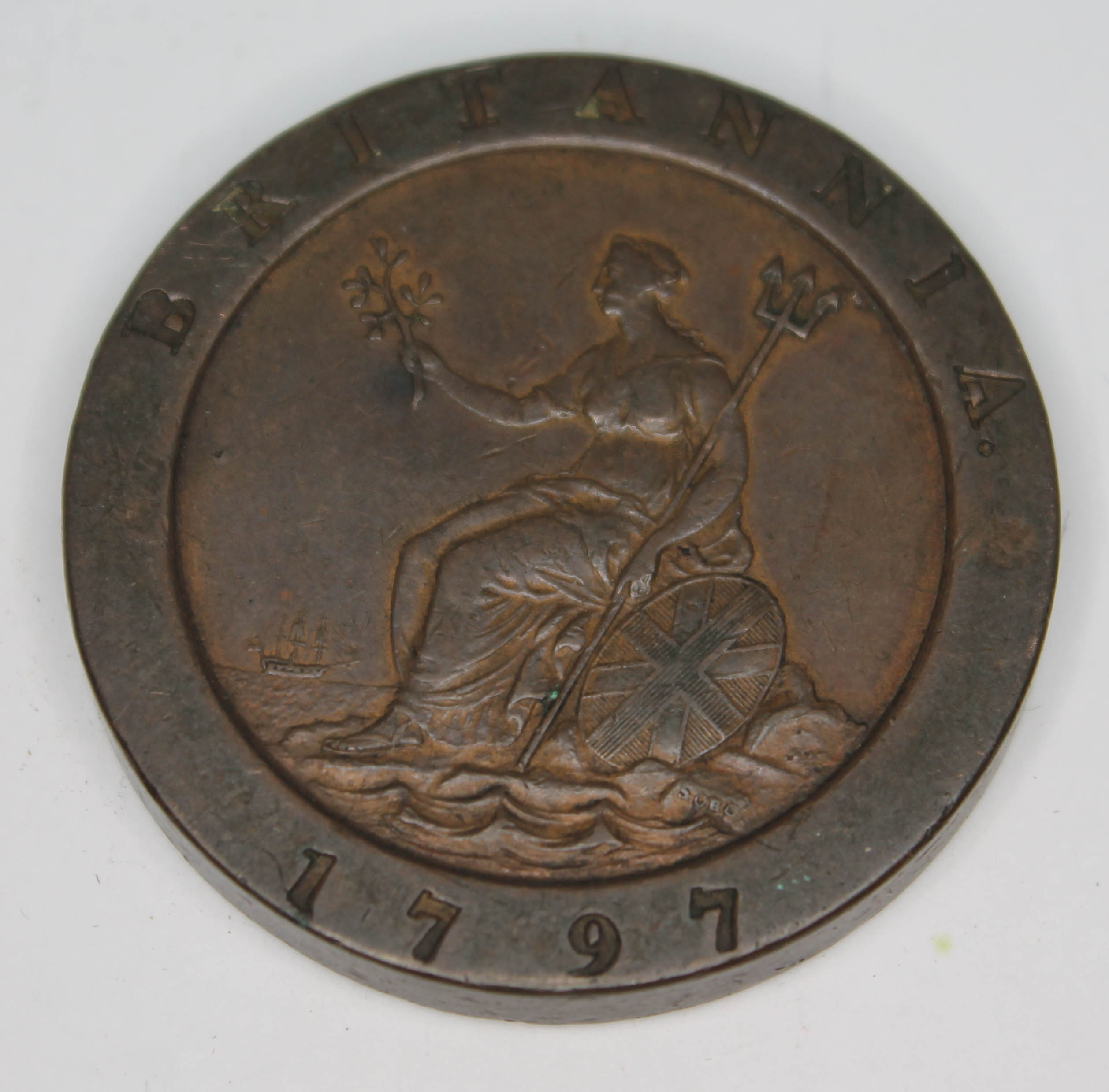 George III 1797 cartwheel penny. - Image 2 of 2