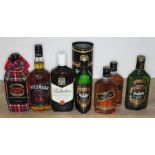 Seven bottles of blended and single malt Scotch whisky comprising Ballantine's Finest 70cl,