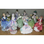 A group of 10 Royal Doulton lady figures including Harmony HN2824; Lynne HN2329; Day Dreams