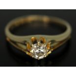 A late Victorian diamond solitaire ring, the old European cut stone weighing approx. 0.53ct,