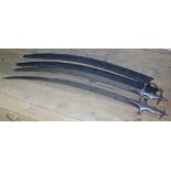 Two Indian tulwar swords, length 92cm & 94cm.