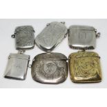 A group of five hallmarked silver vesta cases and another.