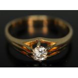 A diamond solitaire ring, the old European cut sotne weighing approx. 0.38 carats, band marked '