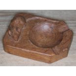 A Robert 'Mouseman' Thompson of Kilburn wooden ash tray, 10cm x 7.5cm. Condition: no signs of any