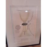 Harold Stabler, design for a chalice, pencil drawing, 19cm x 32cm, signed lower right, glazed and