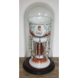 A large King Henry VII & Queen Alexandra commemorative drop lustre vase under glass dome, vase