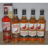 Five bottles of The Famous grouse blended Scotch whisky, 40% 70cl, sealed, level mid neck, Mellow