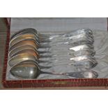 A cased set of 12 German silver teaspoons.