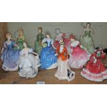 10 large Royal Doulton lady figures including My Best Friend HN3011; Sarah HN3384; Beatrice 3263;