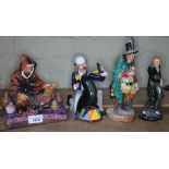 A group of 4 larger Royal Doulton figures including The Potter HN1493; Partners HN3119; The Mask