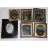 A portrait miniature and five Victorian photographs.