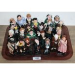 25 small Royal Doulton figures from Dickens stories, and a small Winston Churchill character jug.