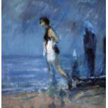 John Houston (Scottish 1930-2008), "Bather, Trouville", oil on canvas, 38cm x 38cm, signed and dated