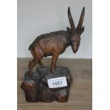 A small wooden Black Forest mountain goat, height 20cm. Condition: no signs of any damage or
