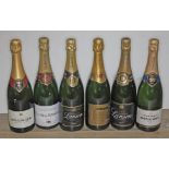 Six bottles of champagne including Bollinger etc.