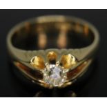 A hallmarked 18ct gold diamond solitaire ring, the old mine cut stone weighing approx. 0.76ct, gross