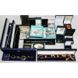 A quantity of mainly boxed costume jewellery including Swarovski, Brooks & Bentley, Wedgwood,