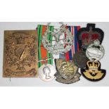 Assorted military medals and badges including an Elizabeth II Korean War medal award to L/SFX 788960
