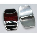 A pair of Modernist continental silver and enamel shoe buckles.