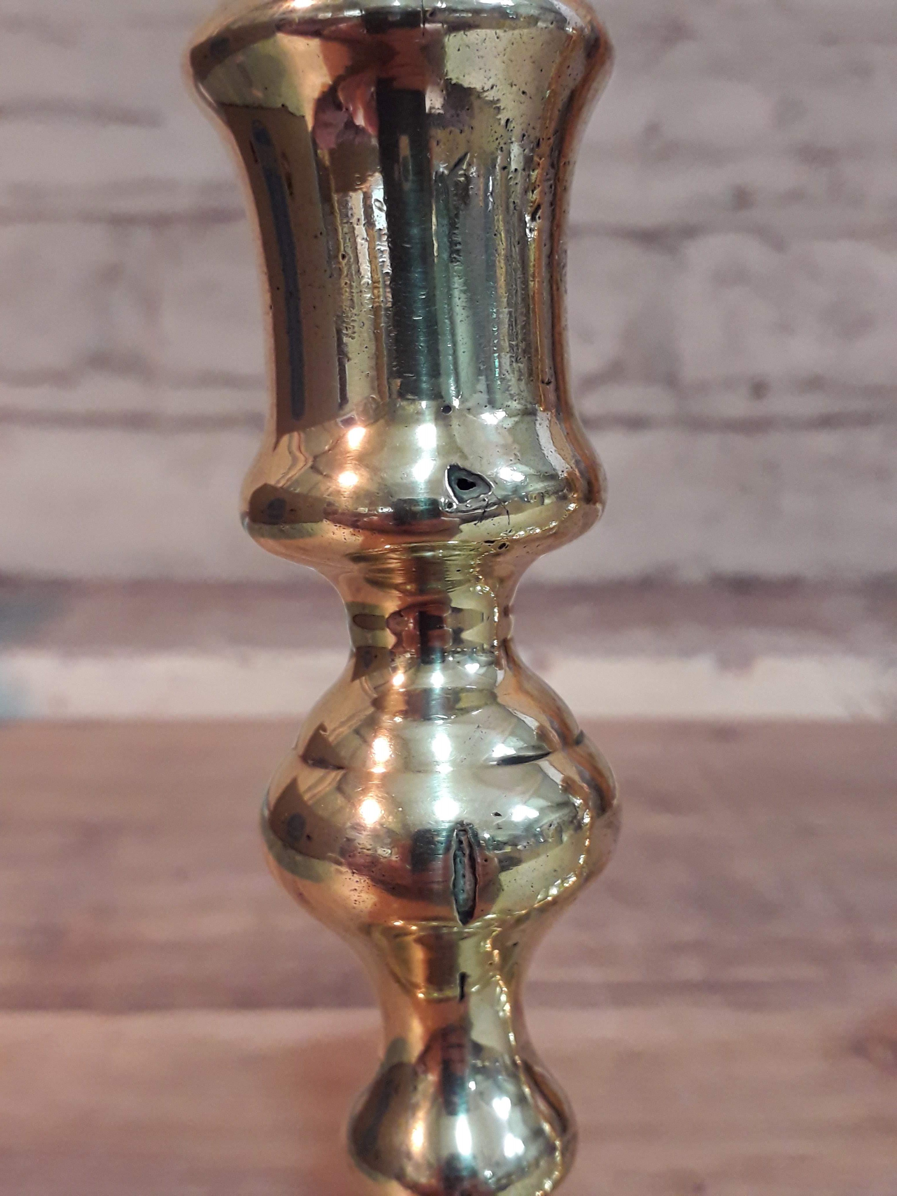A pair brass candlesticks, heights 17cm. Condition: dents to both sticks. - Image 4 of 5