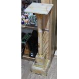 A gilt metal mounted marble column plant stand, height approx 102 cm. Some chips to edges of lower