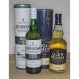 Two bottles of single malt Scotch whisky: Laphroaig Select and Glen Moray, both 40% 70cl.