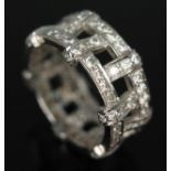 A Tiffany & Co style diamond encrusted eternity ring of basket weave form, total approx. diamond wt.