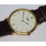 A 1990s Longines 'Le Grandes Classiques' gold plated quartz wristwatch, ref. L4.620.2, with signed
