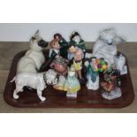 A tray of mixed ornaments including a Royal Copenhagen Polar Bears figure, A Royal Doulton Siamese