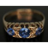 A hallmarked 18ct gold diamond and sapphire ring, gross wt. 3.14g, size R.