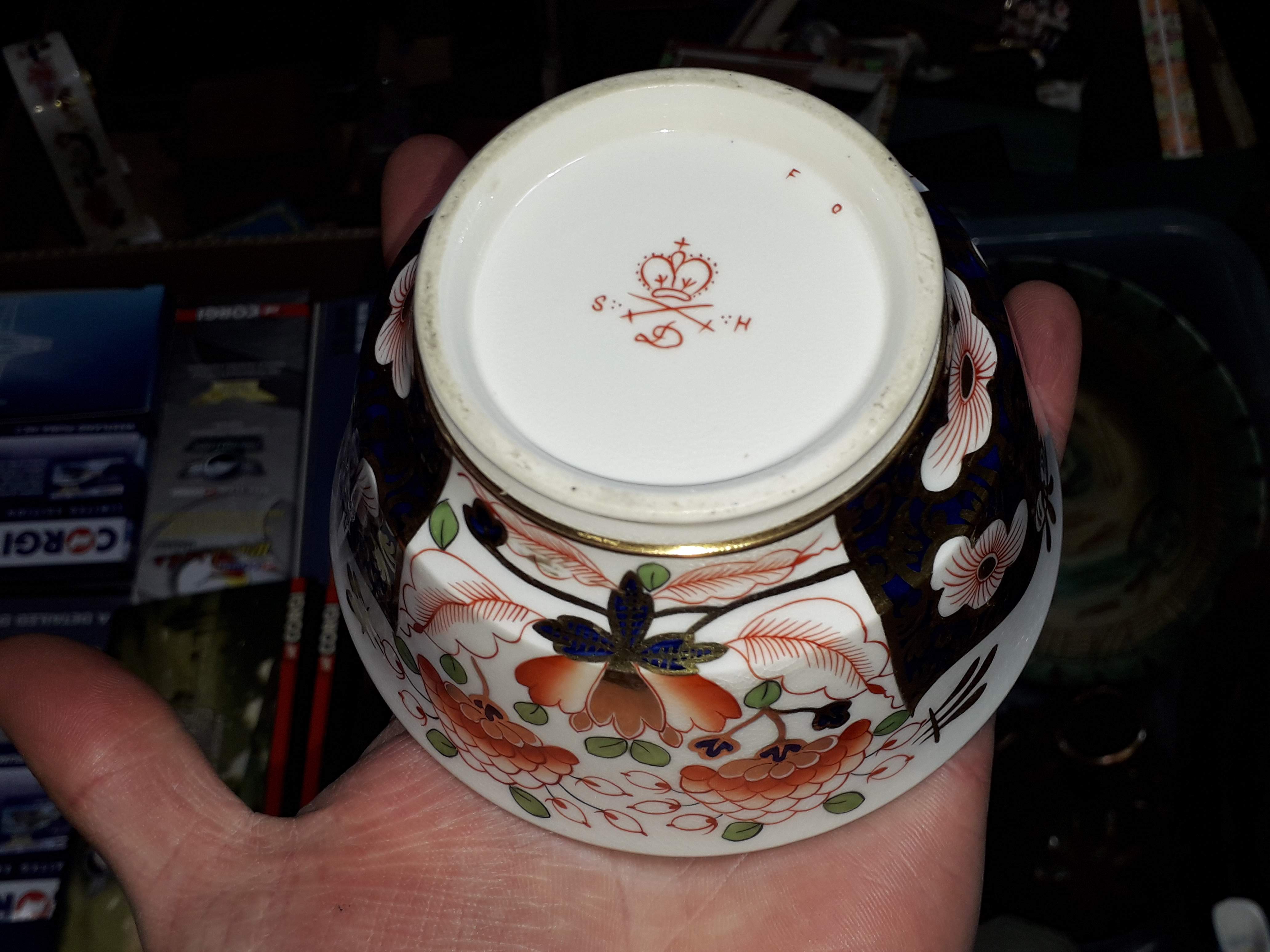 A box of mixed porcelain and pottery including Derby, Royal Crown Derby, Mason's, a West German - Image 13 of 20