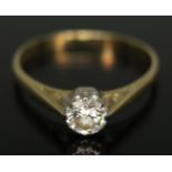 A diamond solitaire ring, the modern round brilliant cut diamond weighing 0.40ct, hallmarked 18ct