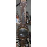 A 19th century rosewood and mother of pearl inlaid cased barometer/thermometer the dial signed