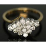 A diamond cluster ring, the marquis cluster measuring 16mm x 10mm, hallmarks indistinct, gross wt.