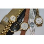 A collection of six ladies quartz and mechanical wristwatches including Rotary, Seiko, Accurist,
